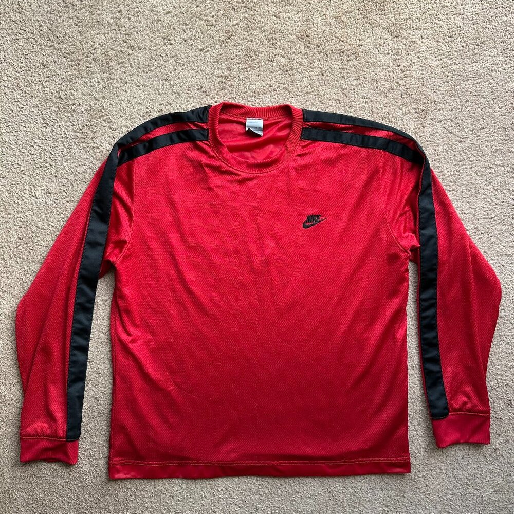 Nike Sweater Mens XL Activewear Crewneck Fleece Red Pullover Long Sleeve